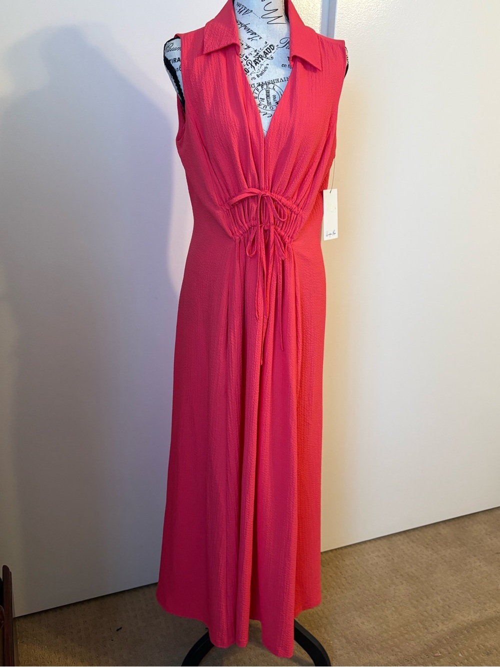 Harper Hot Pink Textured Sleeveless Maxi Dress